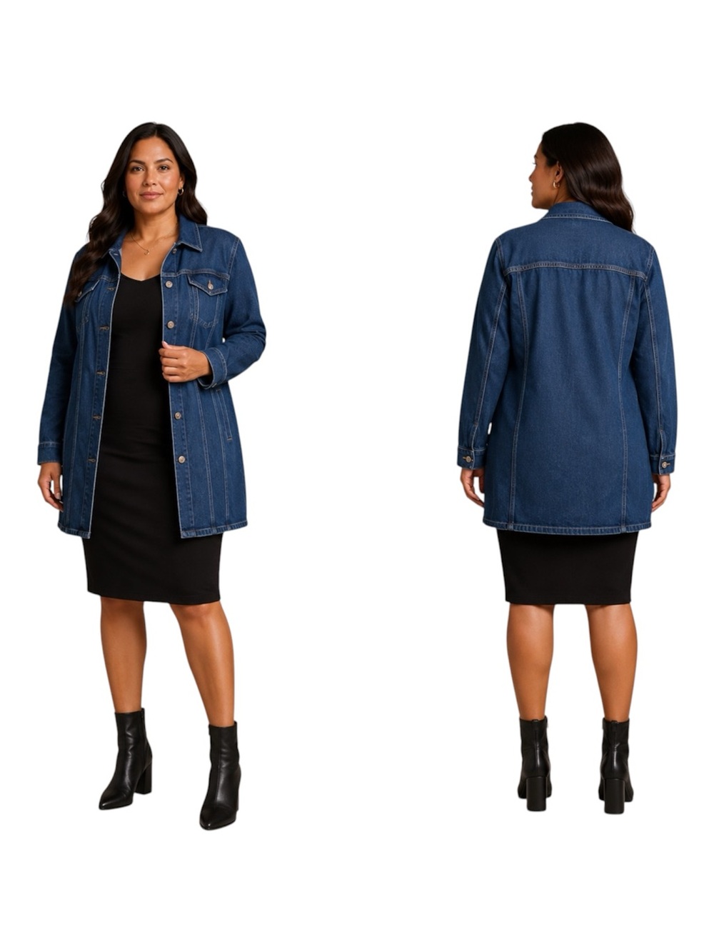 New Chicos Jeans Jacket $149 XL/3 Blue Med Wash Topper Drama Denim Long Sleeve